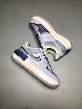 耐克/Nike WMNS Air Force 1 Shadow全新少女系解构主义设计 马卡龙蓝绿 空军一号轻量增高低帮百搭板鞋 为经典设计注入玩味元素 分层结构、加大中底及双重品牌标志