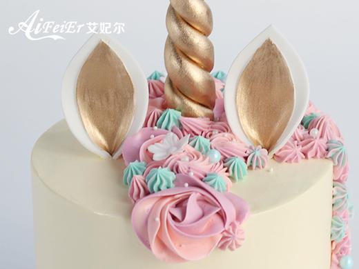 彩虹独角兽定制儿童可爱女生公主创意生日蛋糕深圳同城配送 商品图4