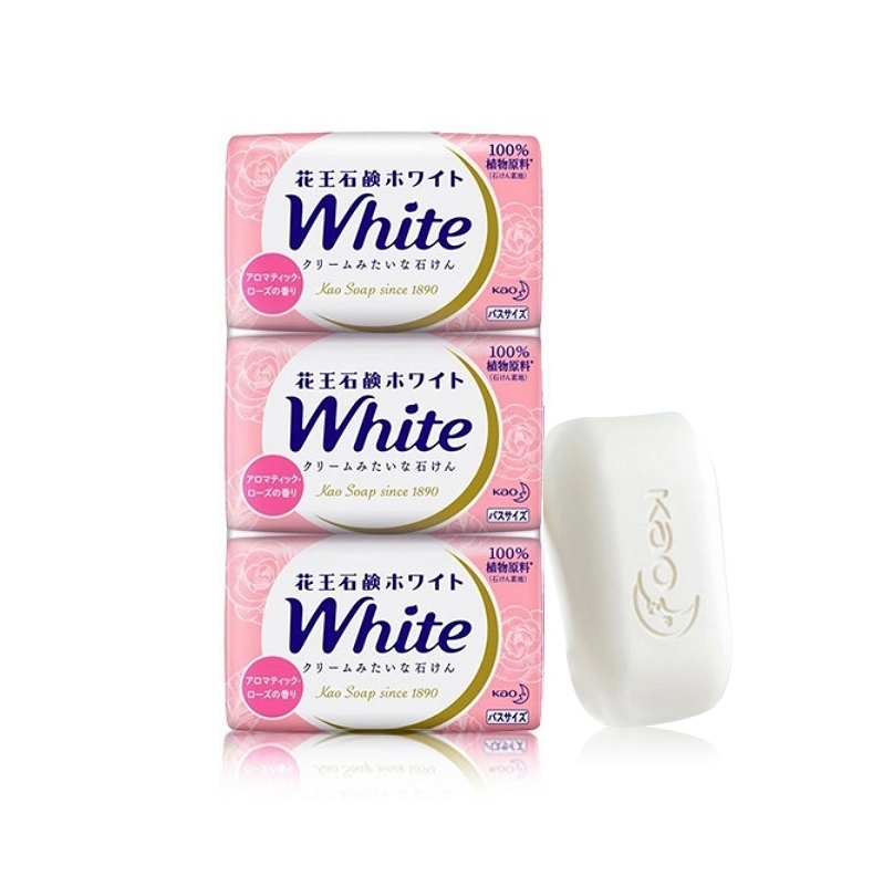 日本花王100%天然植物沐浴皂1排3个装(玫瑰味)