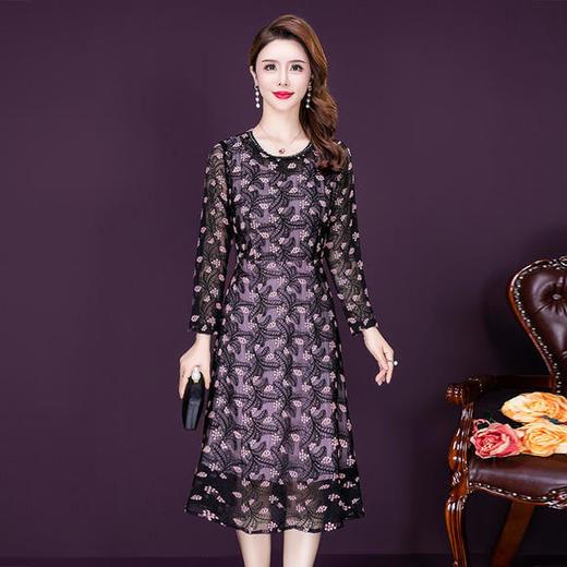 YMR-8362秋季新款优雅气质刺绣连衣裙 商品图0