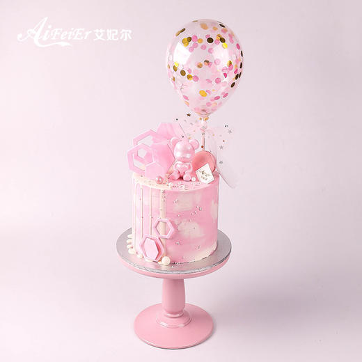 抖音小熊气球可爱女孩女神款公主儿童生日蛋糕深圳同城配送 商品图0