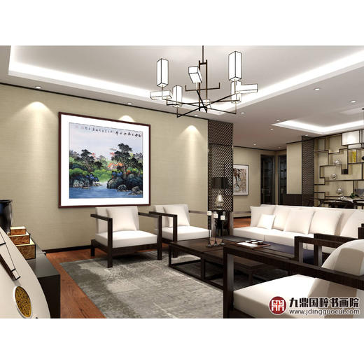 高云鹏《春风又绿江南岸》68*68cm 山水斗方作品 客厅/办公室厅挂画 商品图2