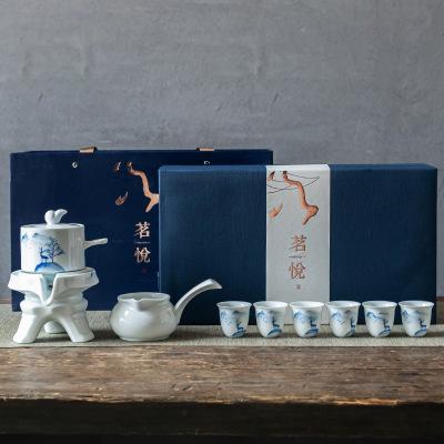 功夫茶具套装家用简约现代陶瓷精品礼盒装办公室泡茶手绘石磨 商品图2