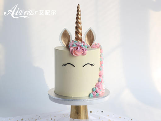 彩虹独角兽定制儿童可爱女生公主创意生日蛋糕深圳同城配送 商品图0