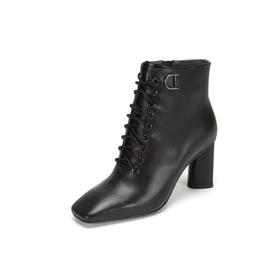 westory商场专柜同款胎牛皮简约纯色百搭社交职场方头扁跟短靴W284S80841