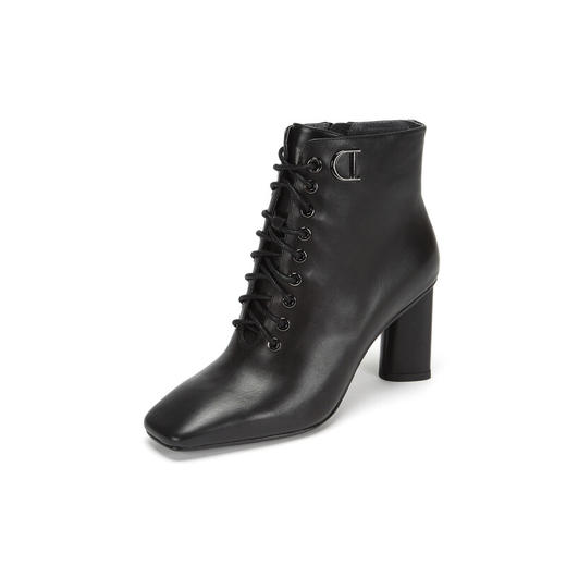 westory商场专柜同款胎牛皮简约纯色百搭社交职场方头扁跟短靴W284S80841 商品图0