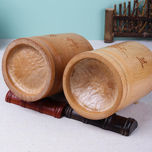 天然竹笔筒复古中国风装笔实用原色竹制阴雕笔筒 商品图1