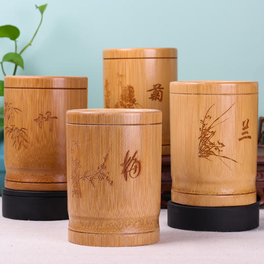 天然竹笔筒复古中国风装笔实用原色竹制阴雕笔筒 商品图4