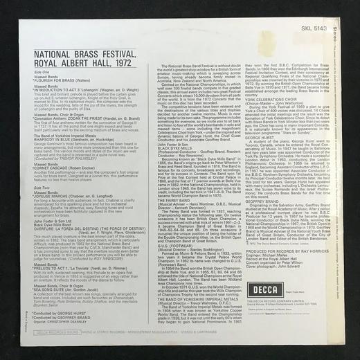 LP黑胶唱片 《国家铜管音乐节》 黑驯鹿铜管乐团等 约克庆典合唱团 指挥：乔治·赫斯特等 商品图1