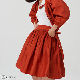 【鬼马女孩】枫叶橘高腰褶皱嘭嘭嘭A字半裙