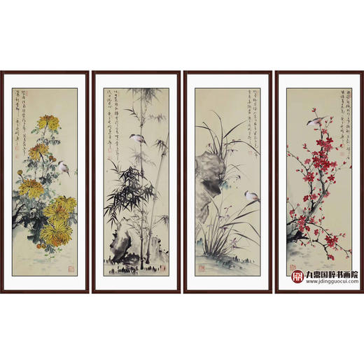 高云鹏《花鸟四条屏作品》35cm*100cm*4 花鸟四条屏作品 办公室/客厅挂画 商品图0