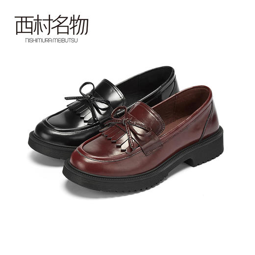 西村名物2020秋季新款乐福鞋平跟圆头复古英伦风布洛克皮鞋 T20CM30911 商品图1