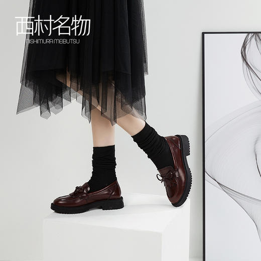 西村名物2020秋季新款乐福鞋平跟圆头复古英伦风布洛克皮鞋 T20CM30911 商品图2