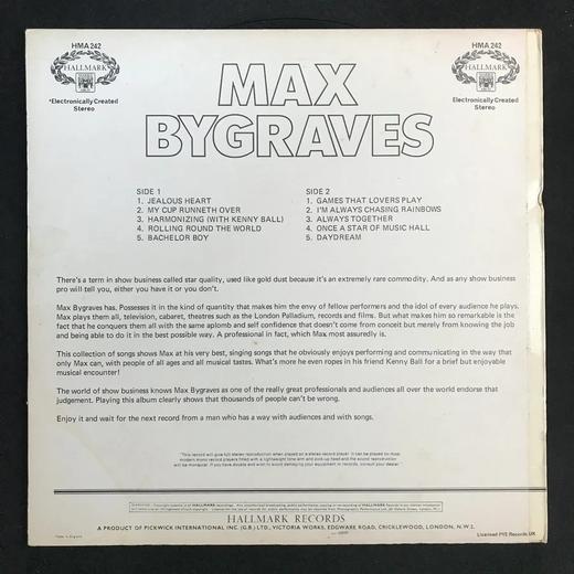 LP黑胶唱片 英国著名歌唱家马克思·拜格瑞伍斯作品集 商品图1