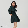 【玩色游戏】深墨绿造型感斗篷V领嘭嘭连身裙 商品缩略图3