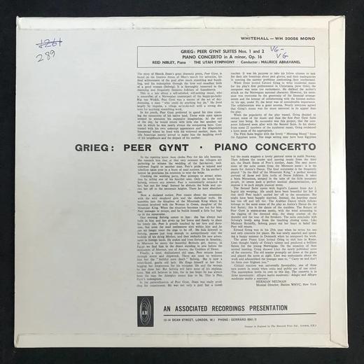 LP黑胶唱片 格里格《培尔·金特组曲》《A小调钢琴协奏曲Op.16》 美国犹他交响乐团 莫里斯·阿布拉瓦内尔指挥 商品图1