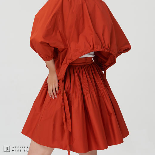 【鬼马女孩】枫叶橘高腰褶皱嘭嘭嘭A字半裙 商品图2