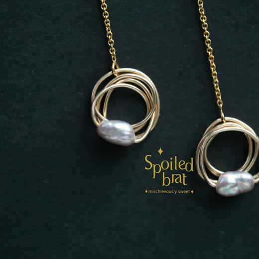 spoiledbrat jewelry巴洛克灰珍珠耳线 商品图1