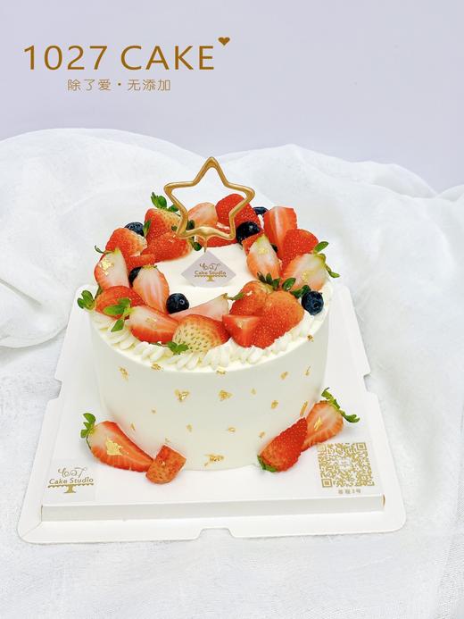 1027CAKE |  简洁款 草莓花环蛋糕 许愿星星蜡烛 商品图1