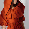 【玩色游戏】枫叶橘造型感斗篷V领嘭嘭连身裙 商品缩略图1