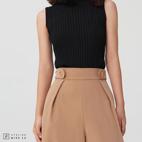 AtelierMissLu-【绝对气场】 腰部褶皱设计高腰阔腿裤