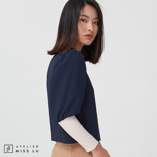 AtelierMissLu-【我最好看】
拼色方领短款上衣 商品图2