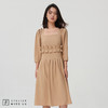 【宝藏ONE PIECE】浅驼压褶方领设计感连衣裙 商品缩略图2