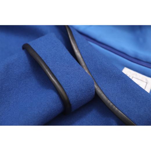 【复古迷情】复古宝蓝羊毛V领皮边设计收腰 商品图4