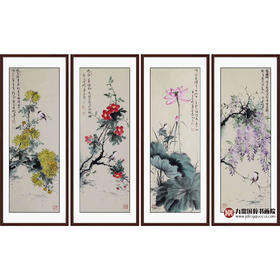 高云鹏《花鸟四条屏作品》35cm*100cm*4 花鸟四条屏作品 办公室/客厅挂画