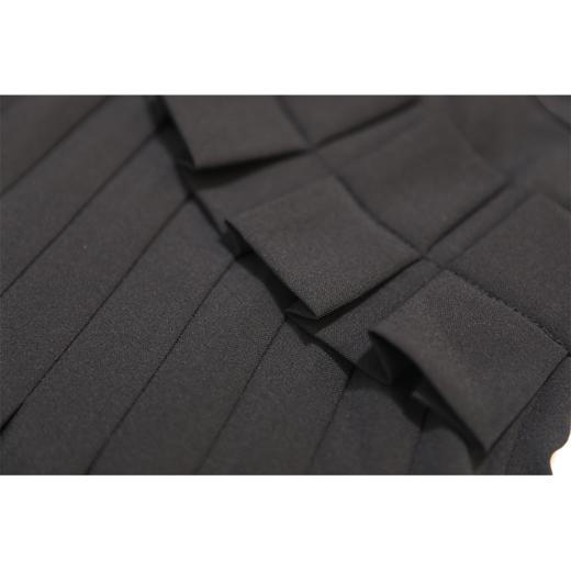 【宝藏ONE PIECE】黑色压褶V领设计感连衣裙 商品图4