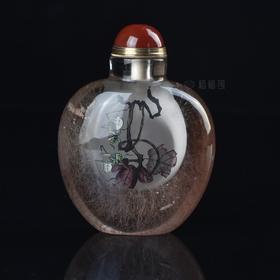 【晚来得福】蝈蝈蜘蛛发晶鼻烟壶-CB2008216