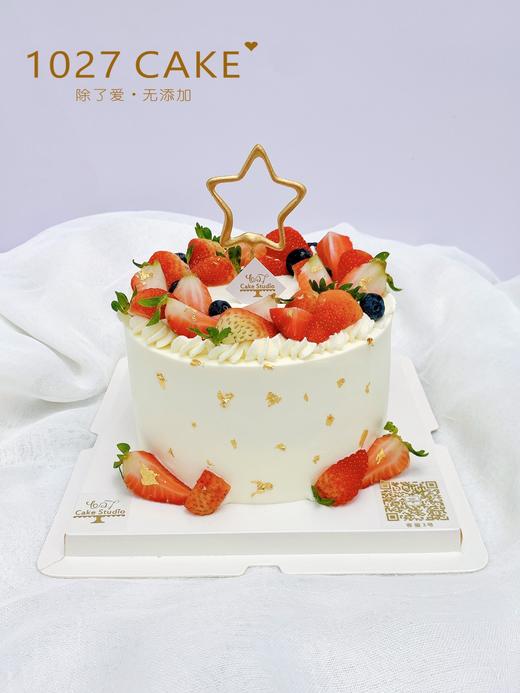 1027CAKE |  简洁款 草莓花环蛋糕 许愿星星蜡烛 商品图0