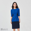 【复古迷情】复古宝蓝拼色收腰简洁款通勤羊毛连衣裙 商品缩略图2