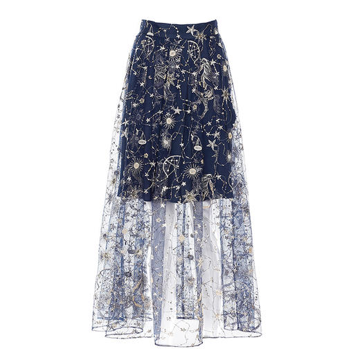 深蓝色星空绣花半裙 商品图3