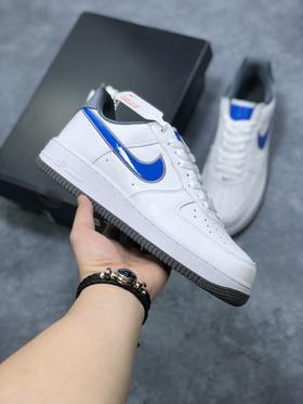 公司级Nike AIR FORCE 1 “白灰镭射蓝勾” 亮眼的色彩搭配 酷炫有劲的进口漆皮材质 透明感十足
