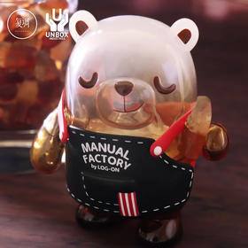 Unbox 透明可乐背带熊 Log on 搪胶 限定 潮玩 摆件 MANUAL FACTORY BEAR COLA EDITION