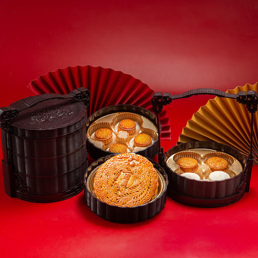刻凡中秋国潮豪华三层提篮月饼礼盒团购 商品图2