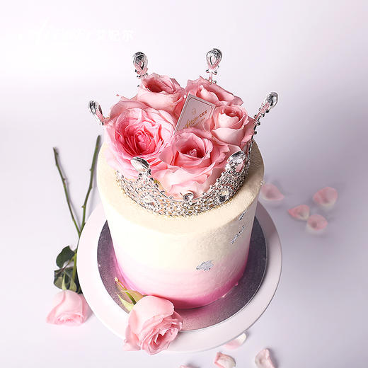 皇冠鲜花生日蛋糕情人节公主妈妈女神款女生深圳同城配送 商品图1