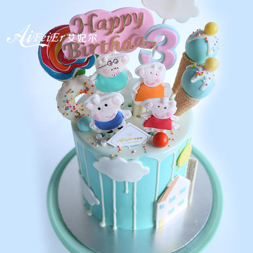 网红小猪佩奇儿童生日翻糖蛋糕女生女孩男孩 深圳同城配送 商品图2