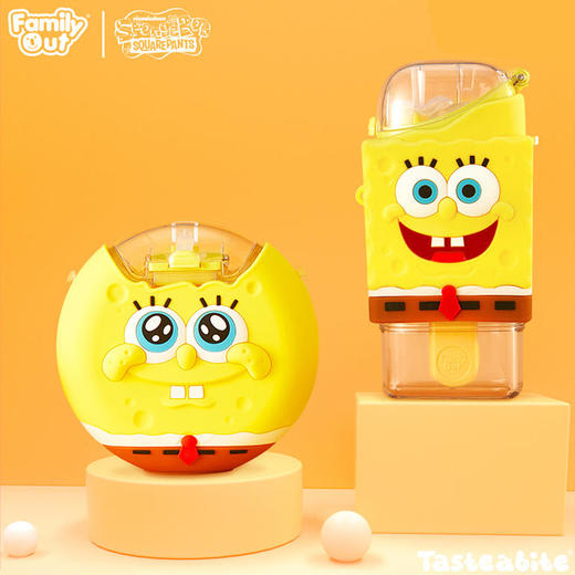 Familyout凡米粒甜甜圈水壶海绵宝宝凉水杯儿童水杯水壶带吸管杯 商品图0