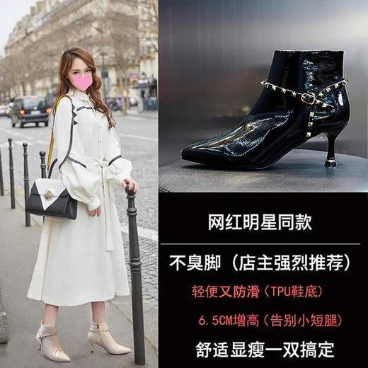 ML-9312 时尚百搭侧拉链尖头细跟高跟短靴 商品图1