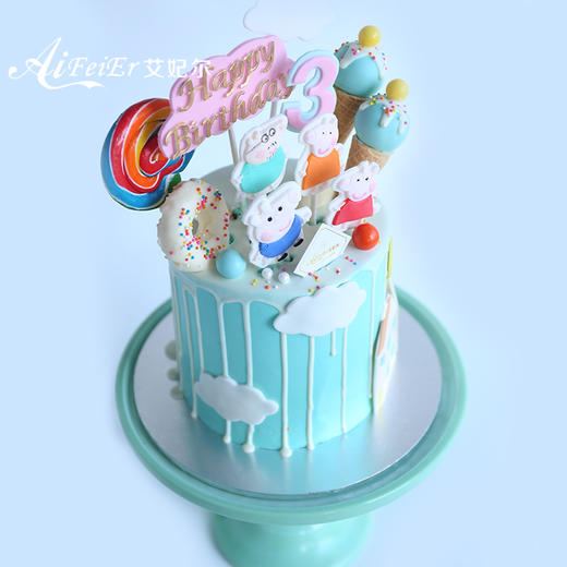 网红小猪佩奇儿童生日翻糖蛋糕女生女孩男孩 深圳同城配送 商品图4