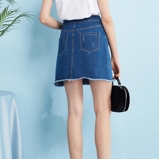 欧芮儿秋装女新款收腰显瘦a字裙女蓝色牛仔半身裙女短裙子 商品图1