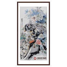 冯志光《赏春》68*138cm 花鸟竖幅作品 卧室/餐厅挂画