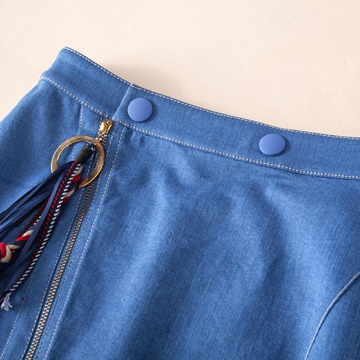 欧芮儿 开叉不规则牛仔裙女收腰a字半身裙 商品图3