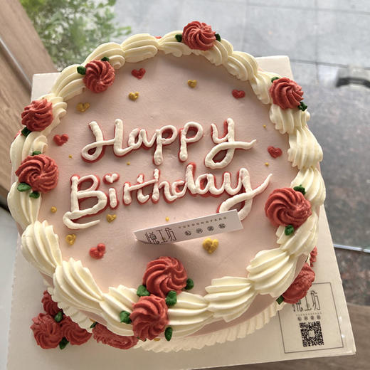 ins简约风手绘#粉色玫瑰花小清新（蛋糕需提前6小时下单，不接急单）【页面往下拉，有尺寸和口味选择】 商品图0
