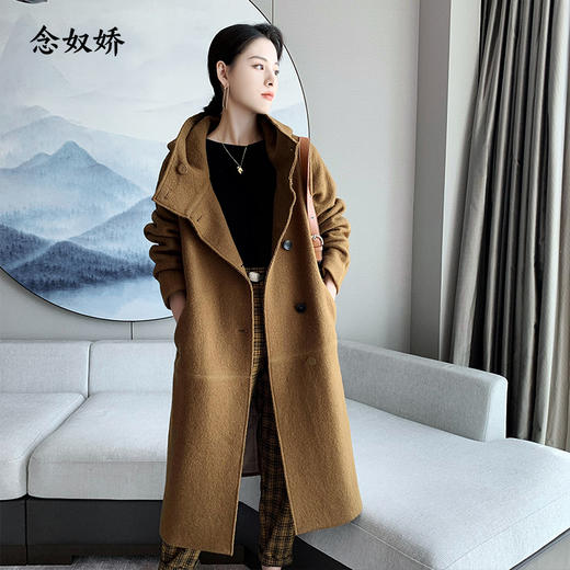 【商场同款】念奴娇长款显瘦H版型羊毛大衣外套驼色DN9C607 商品图0