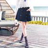 【欧芮儿春季品修身显瘦纯色牛仔半身裙休闲百搭a字裙短裙 商品缩略图1