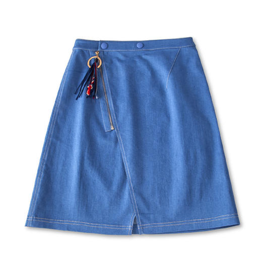 欧芮儿 开叉不规则牛仔裙女收腰a字半身裙 商品图4