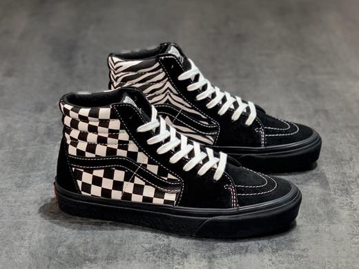Vans SK8-Hi COMFYCUSH 棋盘格斑马纹鸳鸯拼接高帮 全黑SK8-Hi经典系列高帮帆布硫化板鞋 官网新款2020秋季新款小黑鞋 商品图0